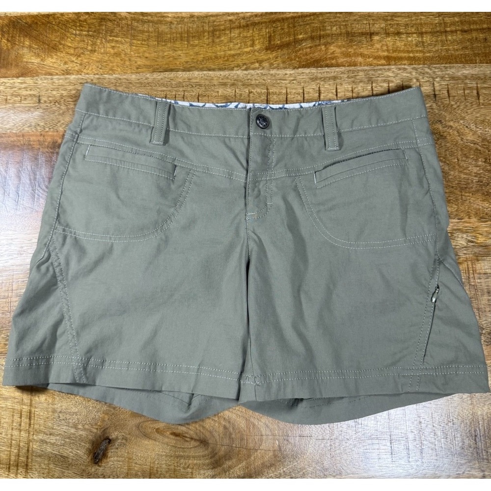 Athleta Hiking Utility Shorts Olive Green Mesh Lined Zip Pocket Womens S M